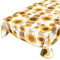 ANRO Tischdecke Wachstischdecke Wachstuch Wachstuchtischdecke Sonnenblumen Sommer Weizen Gelb