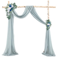 SASIGAYA Querbehang Freihanddeko Graublau Chiffon Vorhang Hochzeit Querbehänge 75x550cm Fensterdekoration Transparentem Voile Hochzeitsbogen Dekostoff Tüll Dekorationen für Fotografie Party Hochzeit