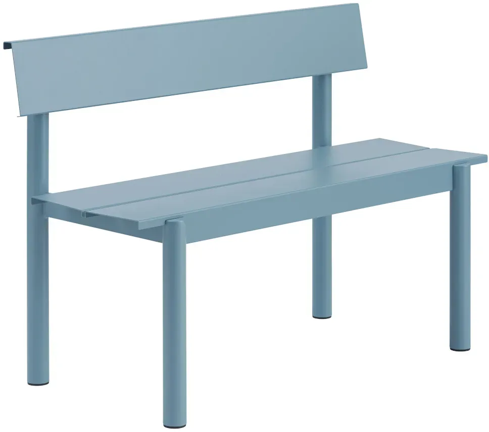 Muuto Linear Steel Gartenbank mit Rückenlehne, 110 cm, pale blue