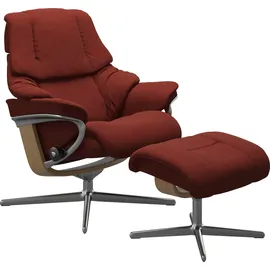 Stressless Relaxsessel STRESSLESS "Reno", rot (rot dinamica), B:83cm H:100cm T:76cm, Microfaser DINAMICA (88% Polyester, 12% Polyurethan), Sessel, Relaxsessel, mit Cross Base, Größe S, M & L, Holzakzent Eiche