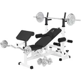 GORILLA SPORTS® Kraftstation - Multifunktion Hantelbank mit 108 kg Hantelset, Ablage, Dip Station, Butterfly, Curlpult, Beincurler, Seilzug, Gusseisen/Chrom/Gummi Hantelscheiben - Fitnessstation