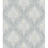 Rasch Textil Papiertapete Ornament grau silber altweiß B/L: ca. 53x1005 cm - Altweiss, Grau, Silber