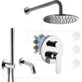 PaulGurkes Duschsystem 4-wege Ohne Seitendüsen Kopfbrause Regendusche Set