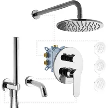 PaulGurkes Duschsystem 4-wege Ohne Seitendüsen Kopfbrause Regendusche Set
