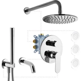 PaulGurkes Duschsystem 4-wege Ohne Seitendüsen Kopfbrause Regendusche Set