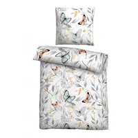 Biberna Bettwäsche Schmetterlinge weiss 135x200 cm + 80x80 cm,