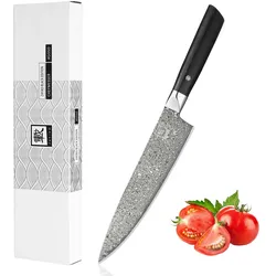 Zayiko Black Edition Chefmesser Gyuto I 20cm Klinge I dunkler Damast I Pakkaholz