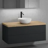 neoro n50 Unterschrank B: 120 cm mit 2 Auszügen, Waschtisch Ø 40 cm weiß matt, B: 120.5 ohne Lochbohrung BN0064WM+BN0424BM+BN0404W1