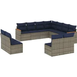 vidaXL Gartensofa-Set mit Kissen, grau, Polyrattan