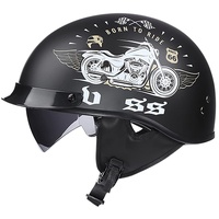 SDFGDFD Motorradhelm Retro Halbhelm Chopper Helm DOT/ECE Zertifizierung Klassisch Motorradhelm Erwachsene Damen Und Herren Mit Sonnenblende Halbschalenhelm Halbschale Jethelm