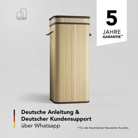 new habitat Gelber Sack Ständer aus Bambus I 80L Gelber Sack Behälter mit geruchsdichtem Deckel - Gelb