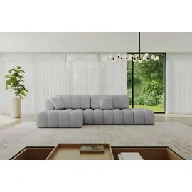 altdecor Ecksofa Olea-L2 Samt mit Schlaffunktion 3-Sitzer Grau