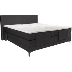 Boxspringbett ALINA "Powell", braun (braungrau dmo 159), B:192cm L:212cm, Samt DMO (100% Polyester), Komplettbetten, Boxspringbett, inkl. Motor, Matratze und Topper, in unterschiedlichen Ausführungen