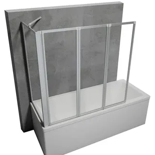 Schulte Duschabtrennung mit Seitenwand, 3-teilig faltbar - Breite: 129 cm, Höhe: 121 cm, 3 mm Sicherheitsglas (ESG) Klar hell, Profil: Alu Natur, geeignet für