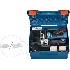 Bosch GFF 18V-22 inkl. Scheibenfräser Ø 105 mm, Staubbeutel, Anklippscheibe, Zweilochmutterndreher, Einlage, L-BOXX