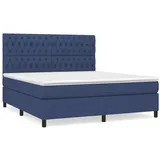 vidaXL Boxspringbett mit Matratze Blau 180x200 cm Stoff