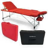 Vendomnia Mobile Massageliege Massagetisch Massagebank 2 3 Zonen klappbar Tasche Holz Alu - rot