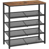 VASAGLE Schuhregal 75 x 93 x 30 cm offen / braun, schwarz