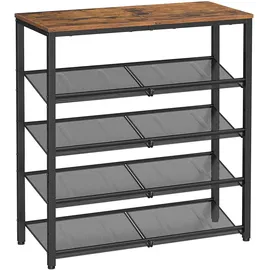 VASAGLE Schuhregal 75 x 93 x 30 cm offen / braun, schwarz