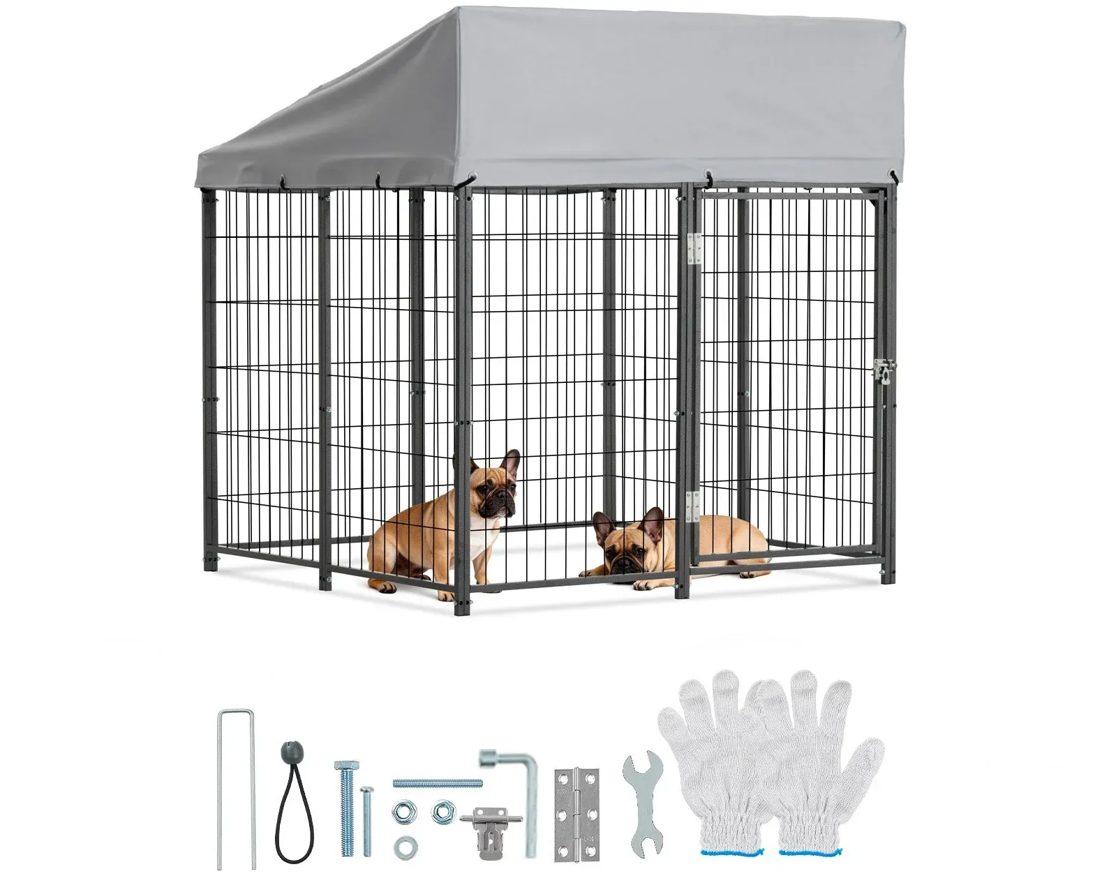 VEVOR Hundezwinger, 1,12x1,15x1,25 m, Hundehütte mit Sicherheitsschloss, Outdoor Hundehaus mit UV-Beständiger & Wasserdichter Dachabdeckung, Robuste Hundegehege/Auslauf für Große Hunde