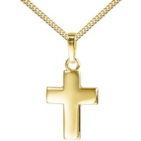 JEVELION Kreuzkette kleiner Kreuzanhänger 585 Gold - Made in Germany (Goldkreuz, für Damen und Kinder), Mit Kette vergoldet- Länge wählbar 36 - 70 cm oder ohne Kette.