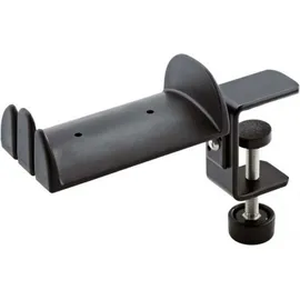 K&M 16090 Kopfhörerhalter mit Kopfhörerverlängerungskabel, Schwarz