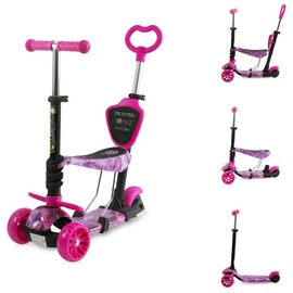 Lorelli Kinderroller Draxter Plus 3 in 1 Schiebestange, Sitz, Vorderräder LED pink