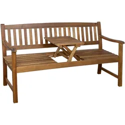 Bank aus Akazienholz, ausklappbarer Tisch, 60x159x88cm