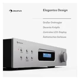 Auna Art22 Amplifier DAB+ BT HiFi-Verstärker DAB+/FM Radio Weiß / Silber-Metallic