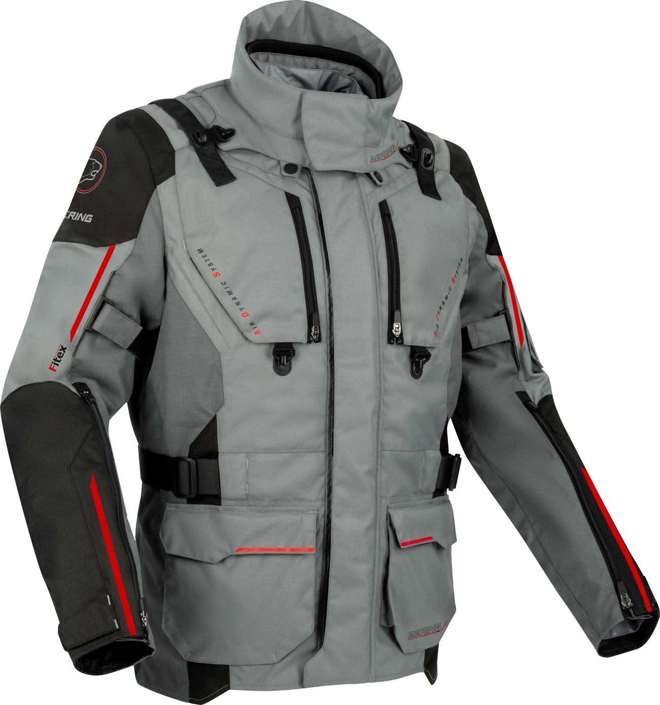 Bering Nordkapp, veste textile imperméable - Gris/Noir/Rouge - M