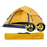 Lumaland Camping Zelt | Leichtes Pop Up Wurfzelt | 2-3 Personen Kuppelzelt | Trekking & Festival Igluzelt | Sekundenzelt Wasserdicht 210x190x110cm | Ideal auch als Strand Wind- & Sonnenschutz [Gelb]