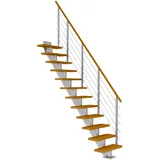 DOLLE Mittelholmtreppe Frankfurt (Breite: 65 cm, Gerade, Verkehrsweiß, Farbe Stufen: Eiche, Natur, Geschosshöhe: 240 – 279 cm)