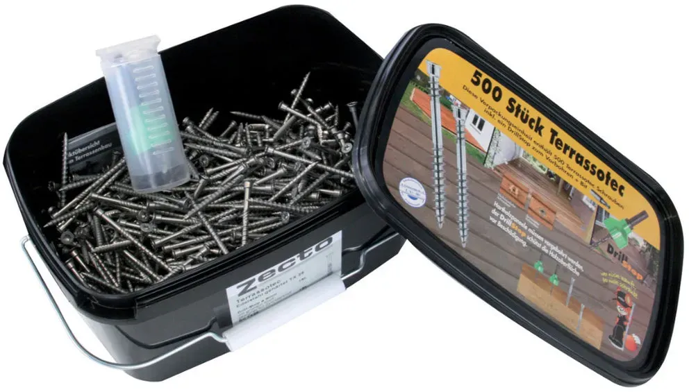 Terrassotec Schraubeneimer inkl. Bit + Drillstop Stufenkopf (TX, Edelstahl C1 – 1.4006)