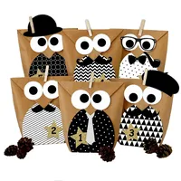 Papierdrachen DIY Adventskalender zum Befüllen - Weihnachtseulen - Eulen Weihnachten - Set Schwarz weiß Gentlemen Edition - zum selbst basteln - als Geschenk für den Freund oder Ehemann