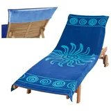 Delindo Lifestyle Strandtuch Tropical Liegenauflage SONNE, Baumwolle (1-St), Jacquard gewebtes Motiv blau