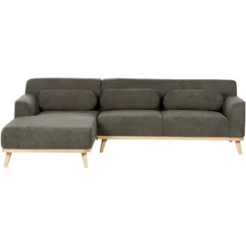 Beliani Eckcouch Cord 3-Sitzer Dunkelgrün