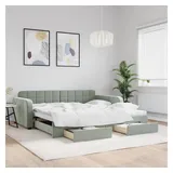 vidaXL Tagesbett Ausziehbar mit Schubladen Hellgrau 100x200 cm Samt