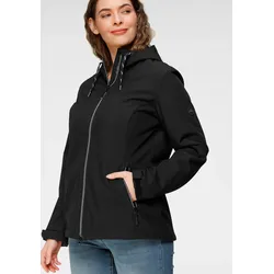 Softshelljacke, mit Kapuze, für den Übergang, aus Softshell, wasserabweisend, winddicht, Gr. 40, schwarz, , 97890810-40