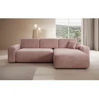 Luxusbetten24 Schlafsofa Designer Sofa Lola in Cord, mit Stauraum und Schlaffunktion rosa