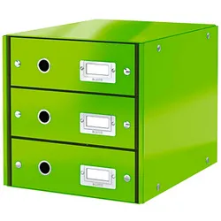 LEITZ Schubladenbox Click & Store  grün 60480054, DIN A4 mit 3 Schubladen