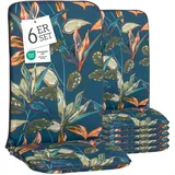 Beo Hochlehner Gartenstuhlauflage Bali - 6er Set - 114 x 47 cm - Gartenstuhlkissen Outdoor - Waschbar, UV-beständig, Atmungsaktiv & Oeko-TEX Zertifiziert - Baumwolle & Extra Dickes Polster - Enschede