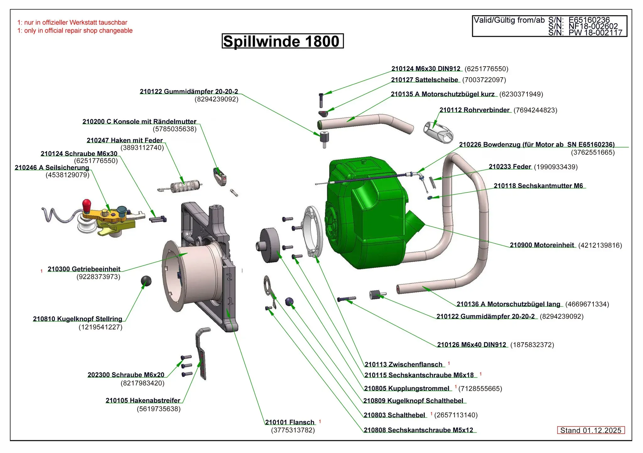Kugelkopf Stellring für Spillwinde 1800