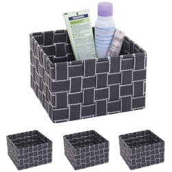 4er-Set Aufbewahrungskorb MCW-C37, Dekokorb Korb Körbchen Aufbewahrung Regalkorb Deko 12x19x19cm ~ dunkelgrau