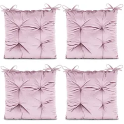 Stuhlkissen Aleksa 4er Set - Elegante Sitzkissen mit mit samtweichem Velvet Stoff Farbe:Pink