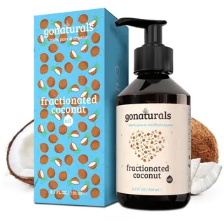 GONATURALS Fraktioniertes Kokosöl - 250ml - 100% Reines natürliches Kokosnussöl - Coconut Oil for hair, Kokosöl flüssig, Kokosöl Haare, Kokosöl Haut & Nägel - Schnelleinziehend und Nicht-Fettend