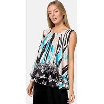pm selected Damen Blusentop Sommer Sleeveless Overlay Satin Muster Top PM33