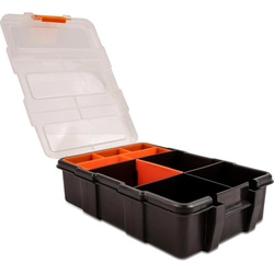 Delock, Werkzeugkoffer, Sortimentskasten Orange / Schwarz 11 Fächer