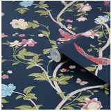 Laura Ashley Vliestapete Summer Palace Midnight Blue Blau FSC®