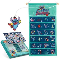 Disney Stitch Adventskalender 2023 Kinder Spielzeug Adventskalender Kinder Teenager Damen Schmuck Charms Halskette Stitch Weihnachtsgeschenke (Stitch Hanging Wall Calendar)