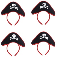 Minkissy Piraten-Stirnband, Piratenkopf-Haarreif, Piraten-Design, für Mädchen, Jungen, Kinder, 4 Stück